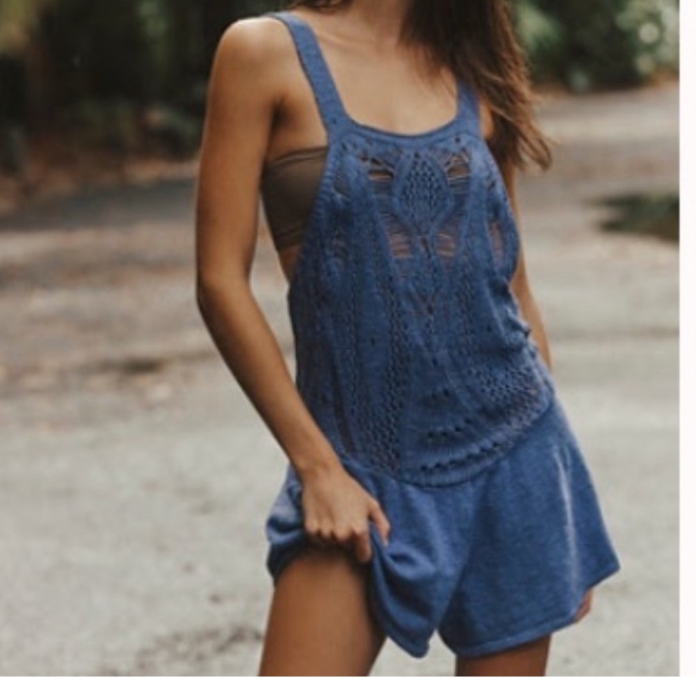 Free People Irina Low-Back Fauxchet Romper Sz L